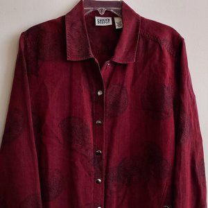 Chicos Design Dark Red Patterned Jacket/Blouse